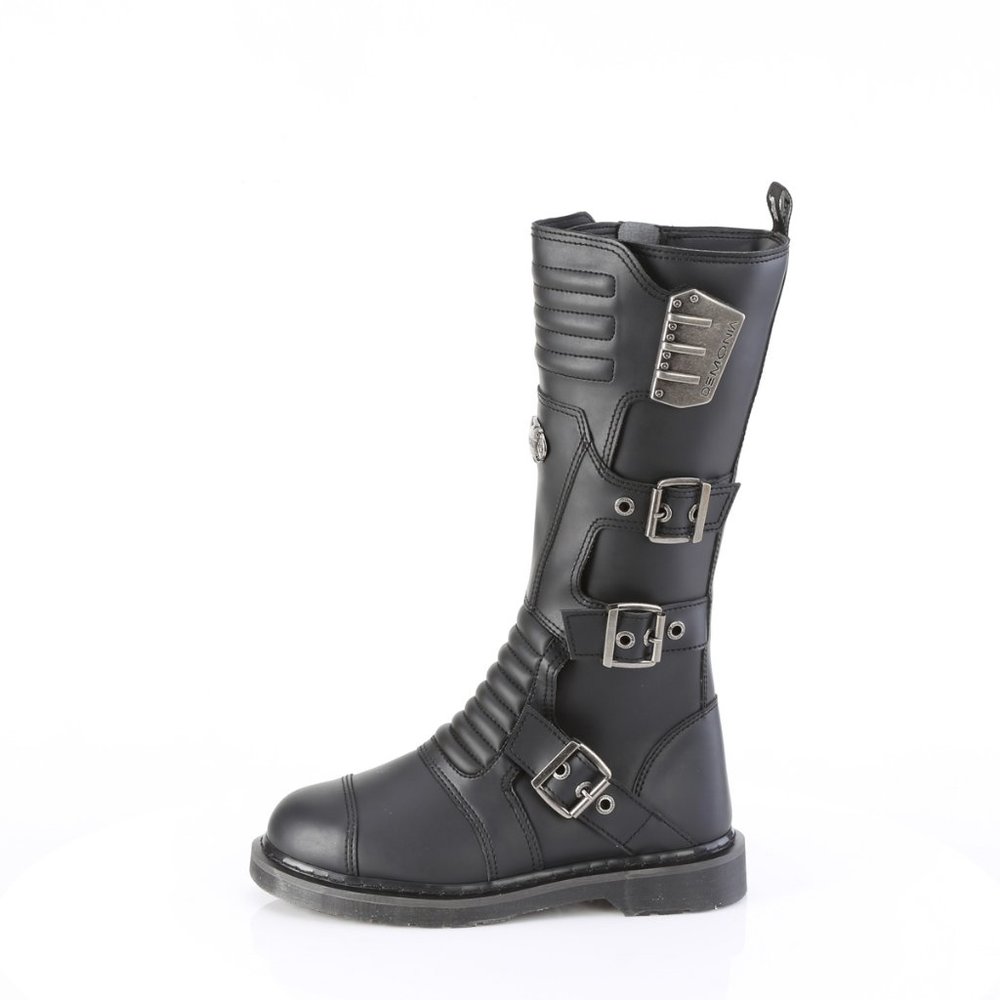 Demonia BOLT-405 Black Vegan Leather Mens Goth Combat Boots - Picture 3 of 4